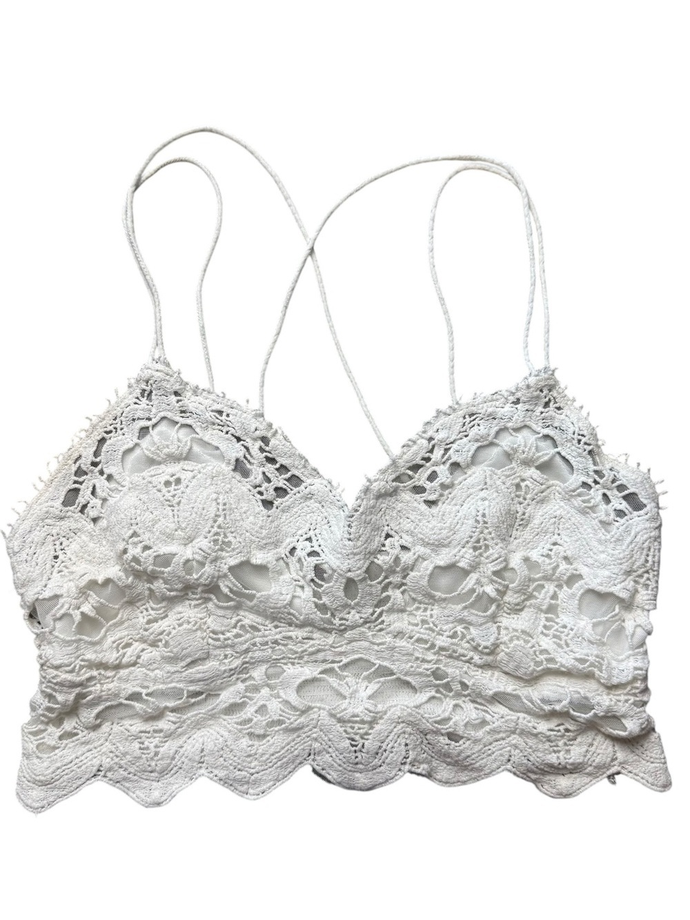 Free People One Lace Crochet Bralette in White Size S